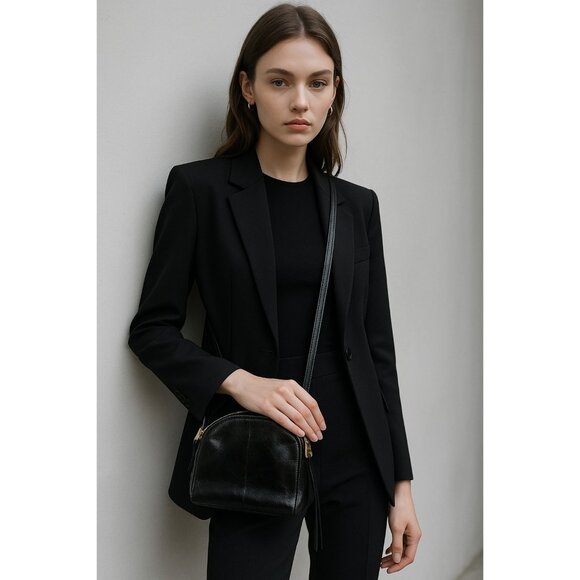 HOBO Black Leather Crossbody Bag Small Dome Shape Zip Top Adjustable Strap Vinta - Picture 13 of 13